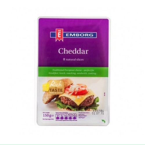 Phô mai Cheddar cắt lát Emborg – 8 miếng/150g