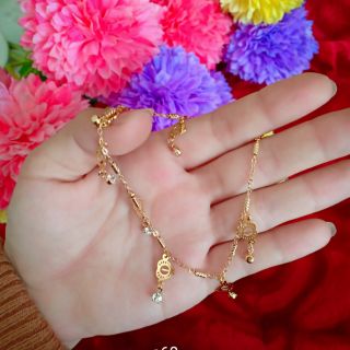 Lắc chân tim đính đá nhân tạo mạ vàng