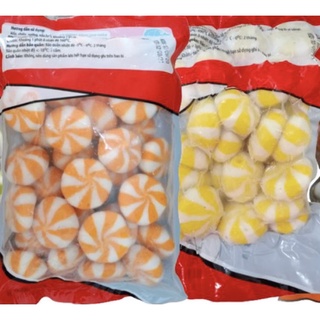 Bánh bao nhân trứng cá sọc cam/vàng bịch 500gr