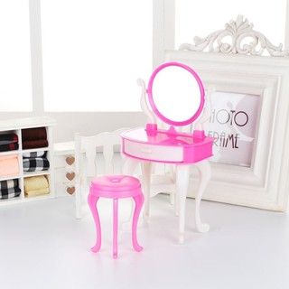 Set bàn trang điểm gương tròn phụ kiện búp bê