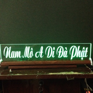 Chữ điện mica đèn led: NAM MÔ A DI ĐÀ PHẬT (cao 10cm x dài 50cm)