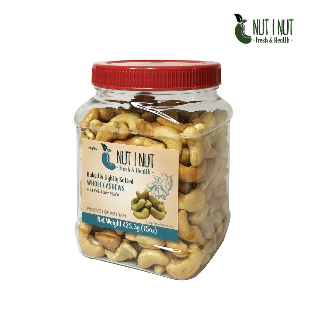 Hạt điều Nut I Nut nguyên hạt sấy muối hũ 425.6 gram - UP &amp; WIN