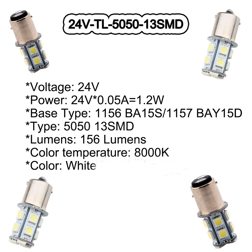 Bóng đèn LED 24v 5050 13 Smd 1156 Ba15S 1157 Ba15D dùng cho đèn tín hiệu xe hơi