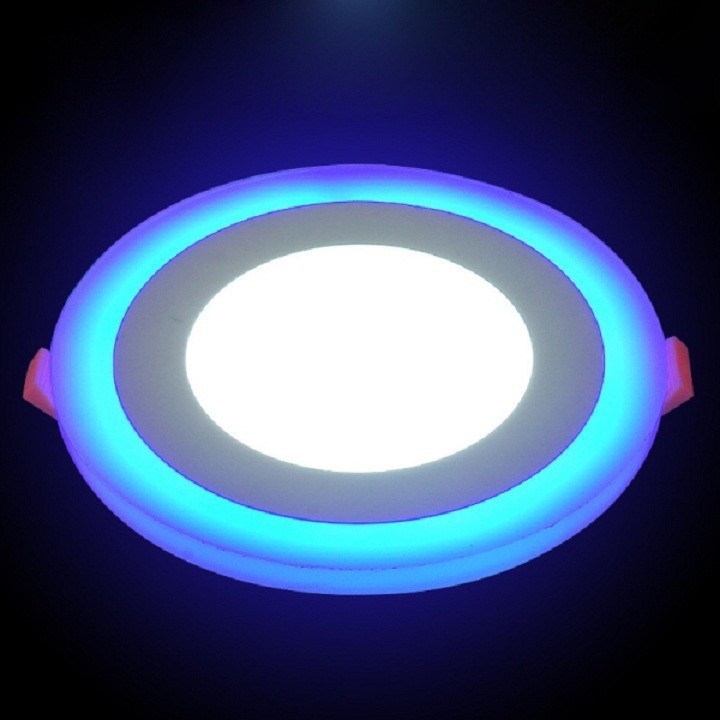 Đèn LED Panel âm trần thạch cao 3+3W tròn trắng viền xanh dương