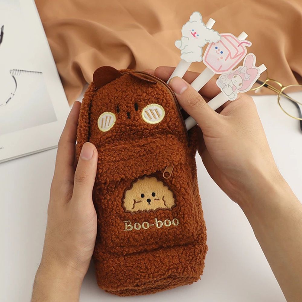 Túi đựng bút / đồ trang điểm bằng vải bông hình gấu dễ thương nhiều màu sắc