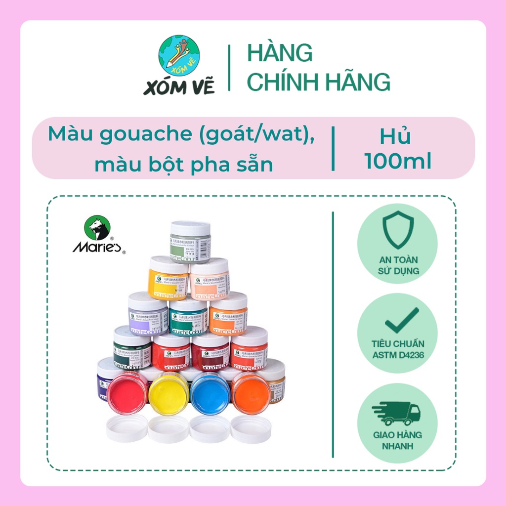 XÓM VẼ Màu Gouache, goat, wat, màu bột Maries hủ 100ml