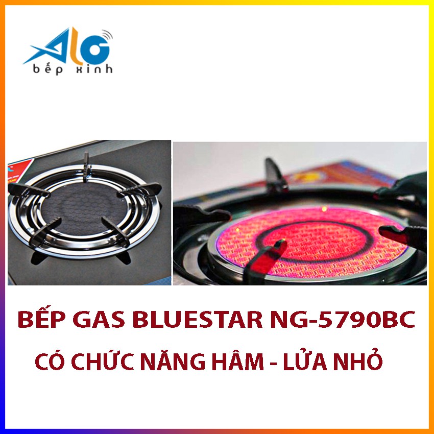 Bếp gas hồng ngoại Bluestar NG-5790BC - 2 vòng lửa - có đầu hâm - Alo Bếp xinh