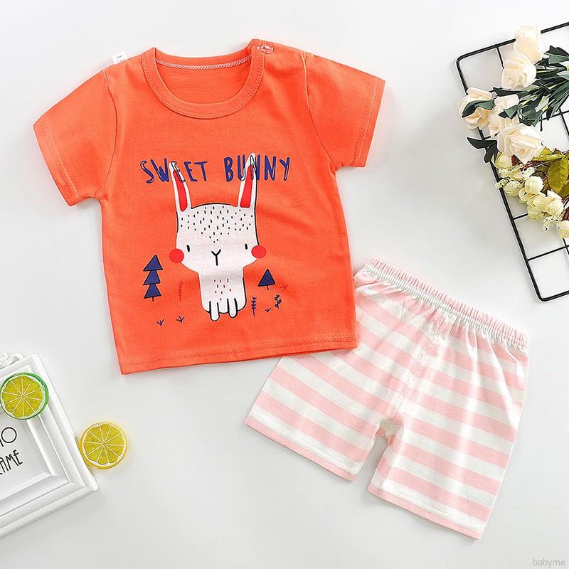 Set Áo Thun Ngắn Tay Cổ Tròn + Quần Short Đáng Yêu Cho Bé Trai