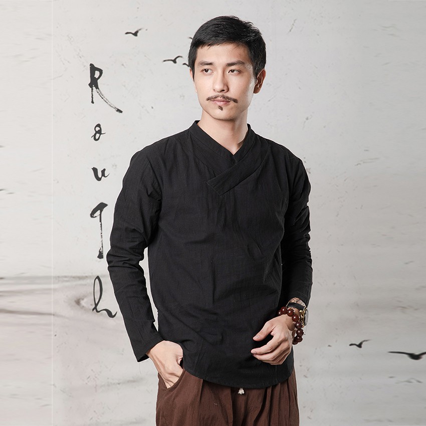 Áo đũi dài tay cổ chéo Rough