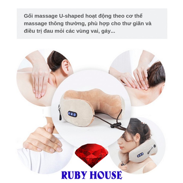 [BH 1 đổi 1]Gối massage cổ chữ U, gối massage cổ vai gáy cực hiệu quả-Ruby House