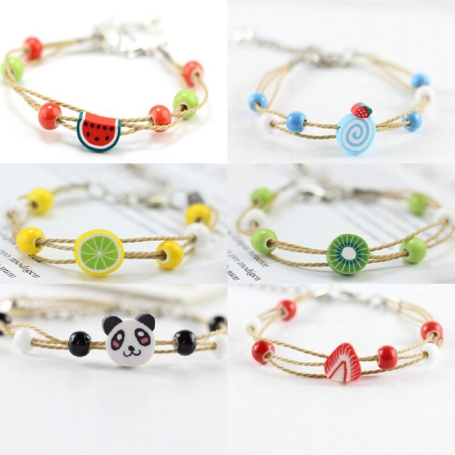 (Sỉ 6k) 10 vòng tay gốm hình trái cây