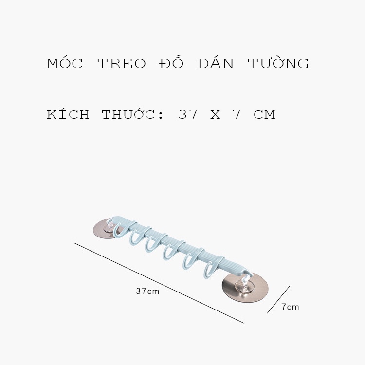 Móc treo đồ dán tường đa năng , Thanh treo góc tường nhà tắm , nhà bếp kích thước 37x7 cm C7