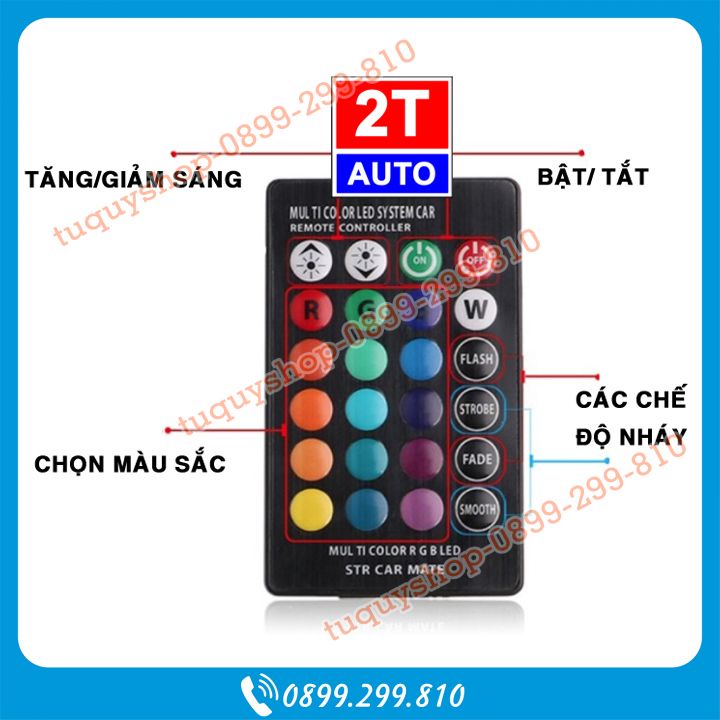 Bộ combo 2 bóng đèn led T10, có thể điều chỉnh được màu sắc bằng điều khiển đi kèm, siêu ngầu, SKU:213