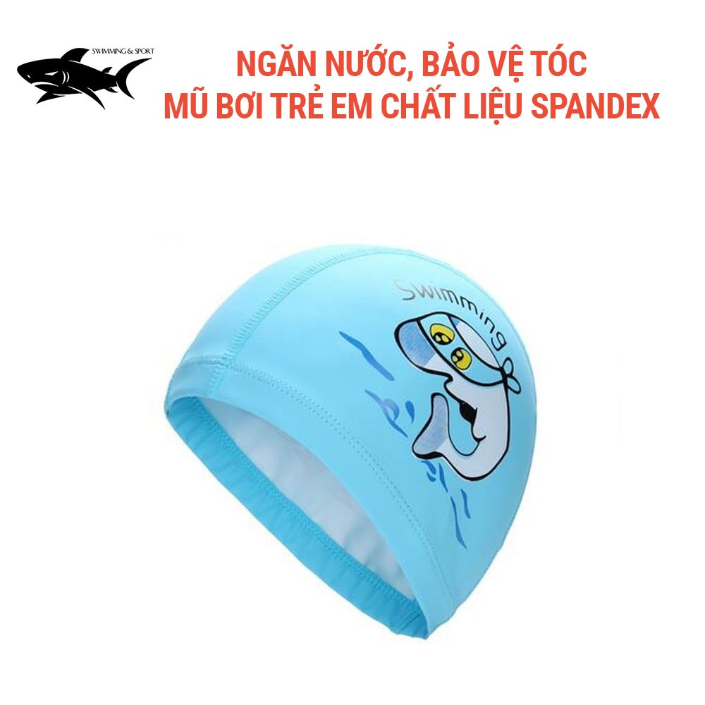 Mũ bơi cho bé nam nữ siêu ngộ nghĩnh, mũ bơi trẻ em chất liệu mềm mại an toàn 1179 SHARK Sport