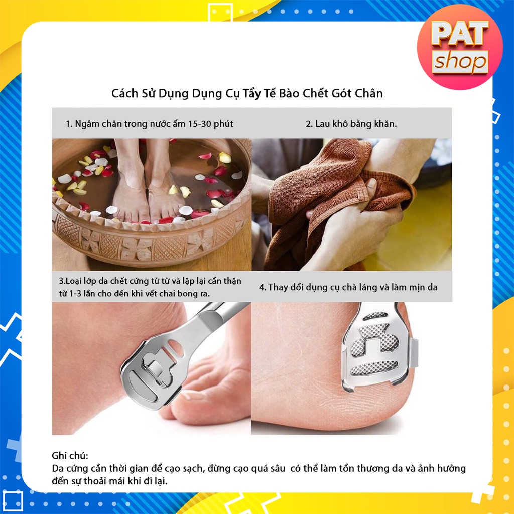 Dụng Cụ Tẩy Tế Bào Chết gót chân bằng thép không gỉ + 10 lưỡi dao thay thế + dụng cụ mài mịn gót chân