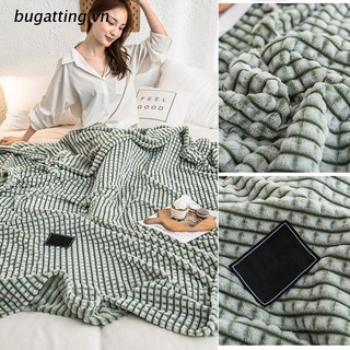b.vn Solid Color Plaid Velvet Throw Blanket Soft Cozy Flannel Plush Warm Bed Cover