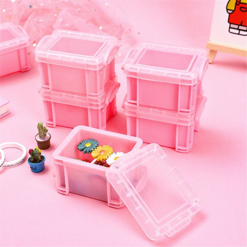 Hộp đựng mini màu hồng cute, trang sức, charm, sticker