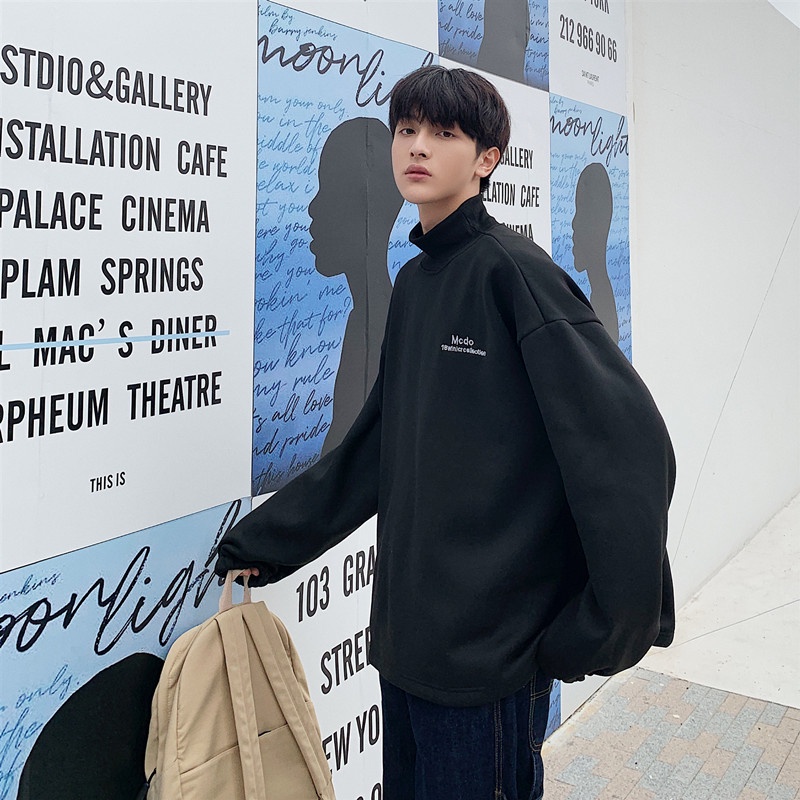 Áo khoác cổ cao lót nhung dáng rộng thời trang | BigBuy360 - bigbuy360.vn