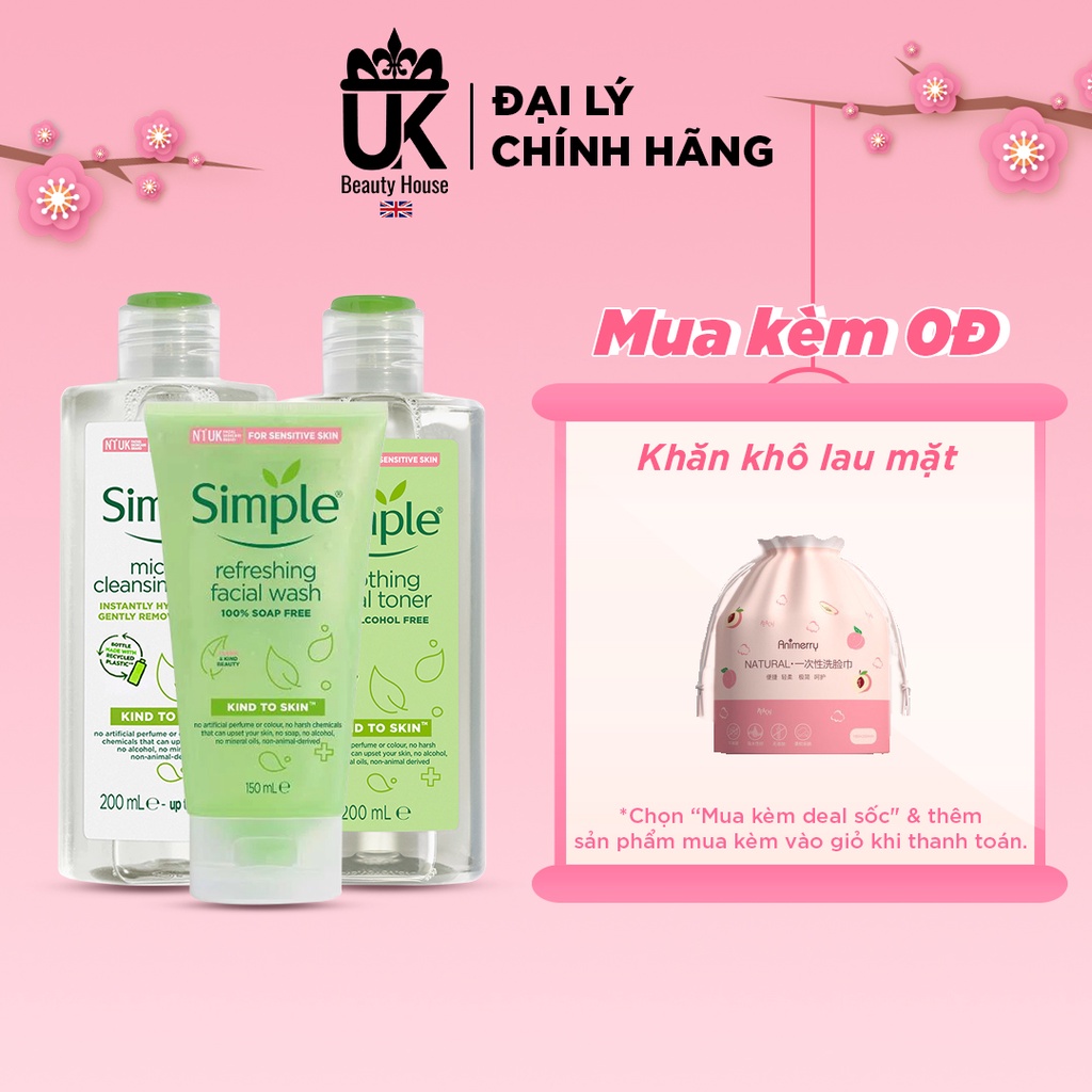 COMBO LÀM SẠCH SIMPLE TẨY TRANG + SỮA RỬA MẶT + NƯỚC HOA HỒNG