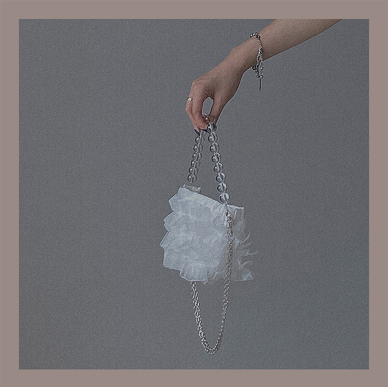 Túi Đeo Vai Mini Đính Ngọc Trai Phối Dây Xích Phong Cách Vintage