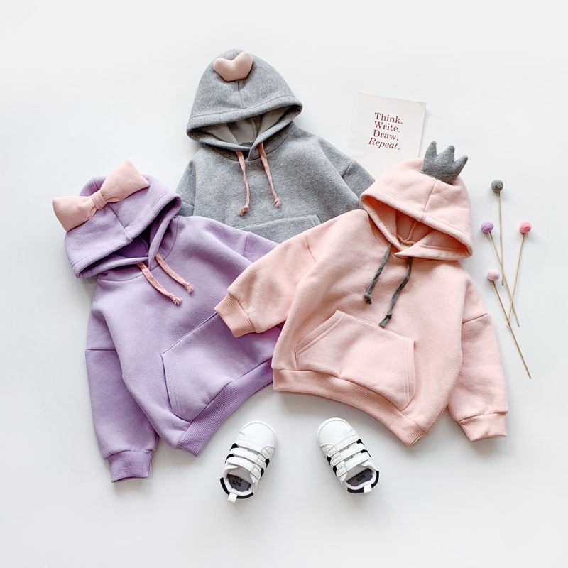 Áo sweater hoodie giữ ấm thời trang thu đông Hàn Quốc 2020 đáng yêu cho bé gái