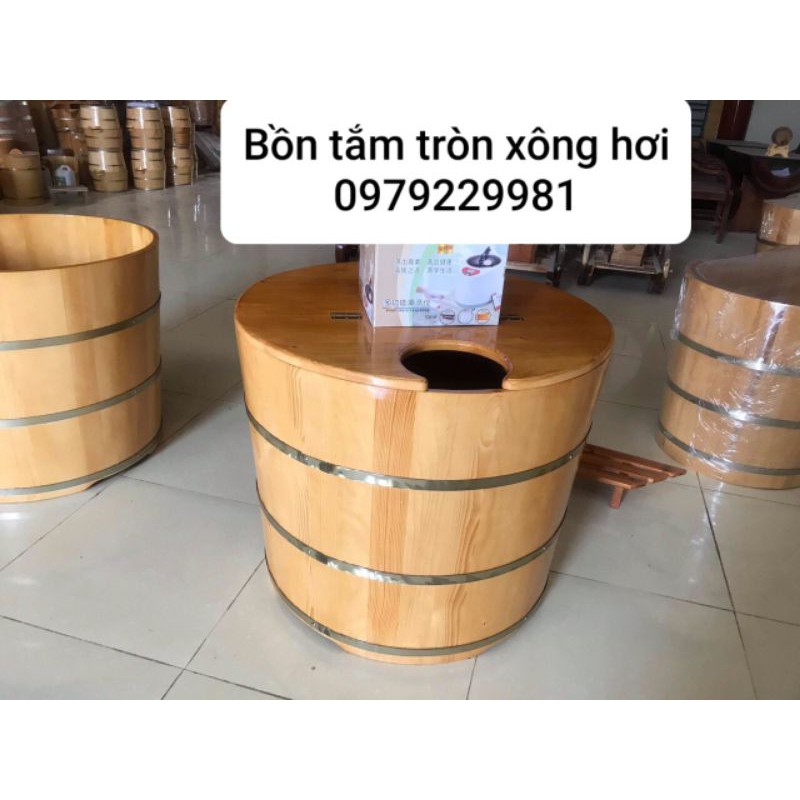 Bồn tắm gỗ tròn kèm xông hơi