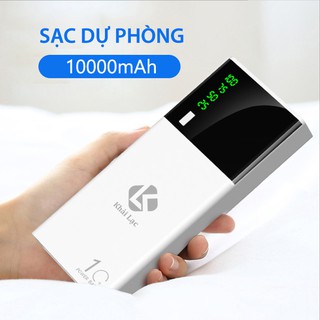 Sạc pin dự phòng 3 cổng sạc 10000mAh, hiển thị thông số pin, dùng cho mọi điện thoại