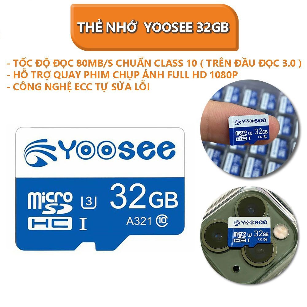 Thẻ nhớ YOOSEE 32Gb U3 Class 10 chuyên dụng cho camera và điện thoại | BigBuy360 - bigbuy360.vn