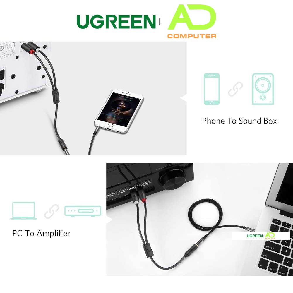 Dây chuyển đổi 3.5mm ra 2RCA (HOA SEN) dài từ 1-10m UGREEN AV102 - Hàng phân phối chính hãng - Bảo hành 18 tháng