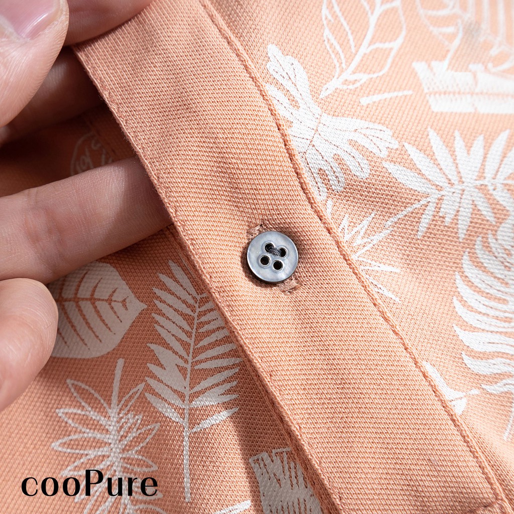 Áo polo nam Tropical Leaves cooPure màu cam, 100% cotton, thiết kế mới mẻ NO.2713 (4 màu)