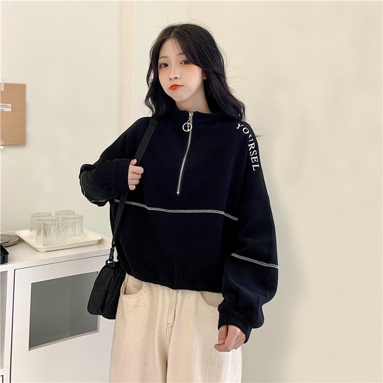 IELGY    Áo sweater Mỏng Ngắn Dáng Rộng Thời Trang Cho Nữ