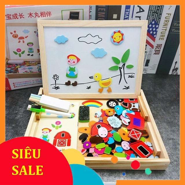 Bảng ghép tranh gỗ nam châm 2 mặt nhiều chi tiết cho bé [P0000010]