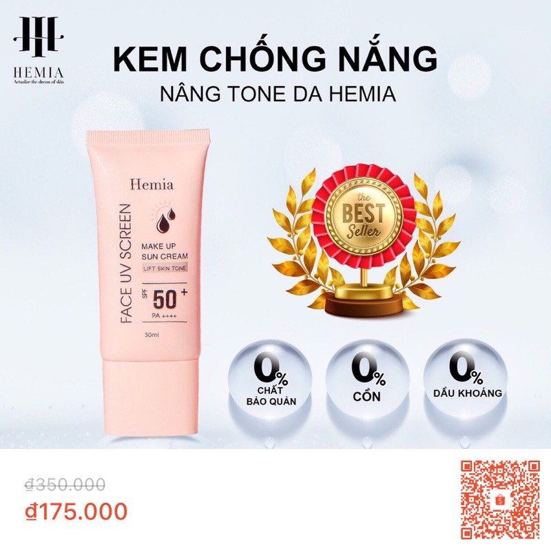 Kem chống nắng Hàn Quốc Hemia dưỡng trắng make up bảo vệ da chống lão hoá-da dầu, da mụn, da khô, da thường- Hàn quốc