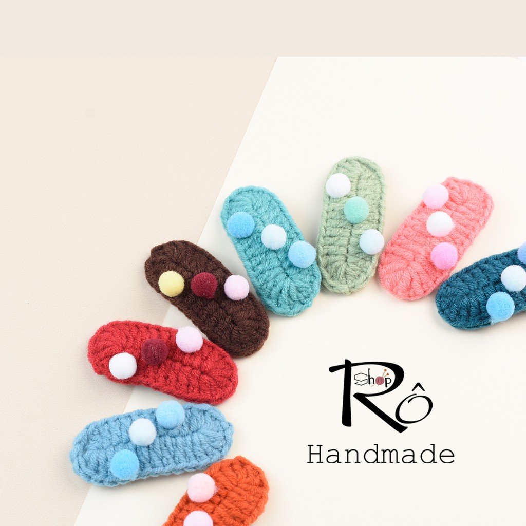 Kẹp tóc xinh Pom Pom mini cho nữ và bé gái 5.5cm |Cặp tóc len Handmade cute |Shop Rô Handmade