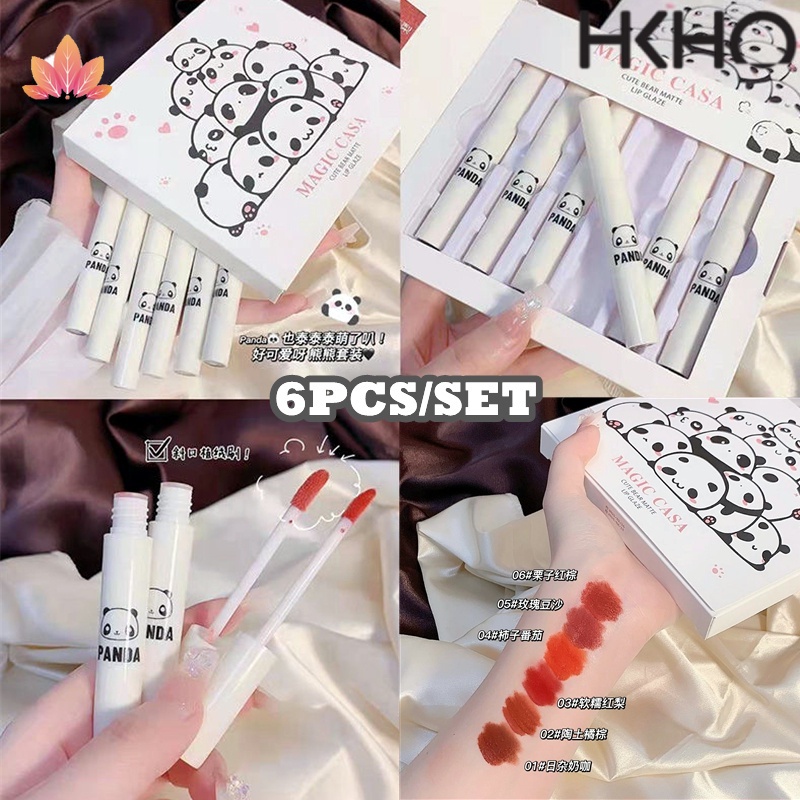 Set 6 Thỏi Son Kem Nhung Mịn Trang Điểm Dễ Thương Kèm Hộp Đựng jp5