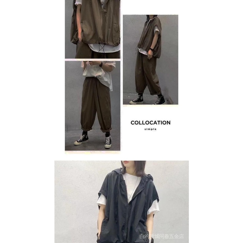 Áo Khoác Hoodie Sát Nách Dáng Rộng Cỡ Lớn Kiểu Nhật Hàn Thời Trang Mùa Hè Cho Nữ