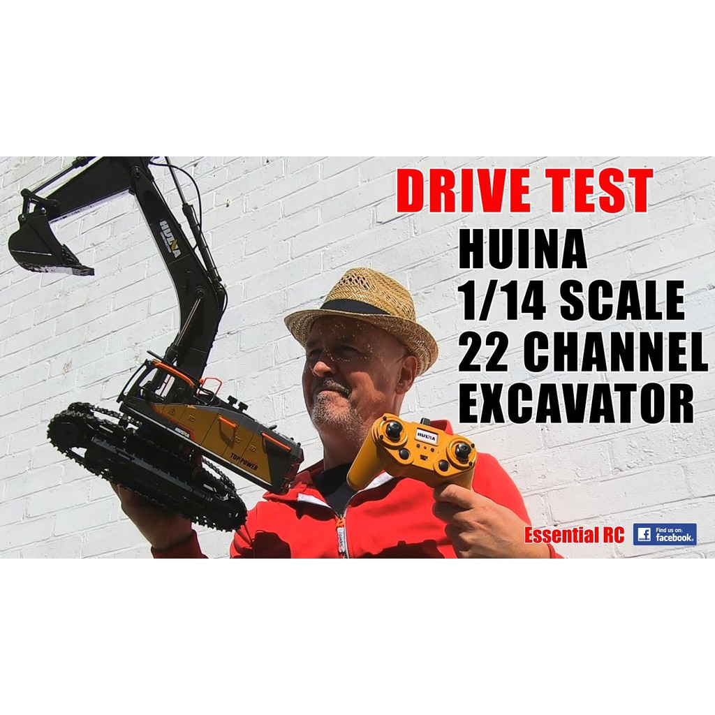 Huina 1592 Máy xúc điều khiển từ xa Hulna 592 - Đồ chơi xe mô hình rc hula, xe cuốc đất cát công trình máy múc huna 592