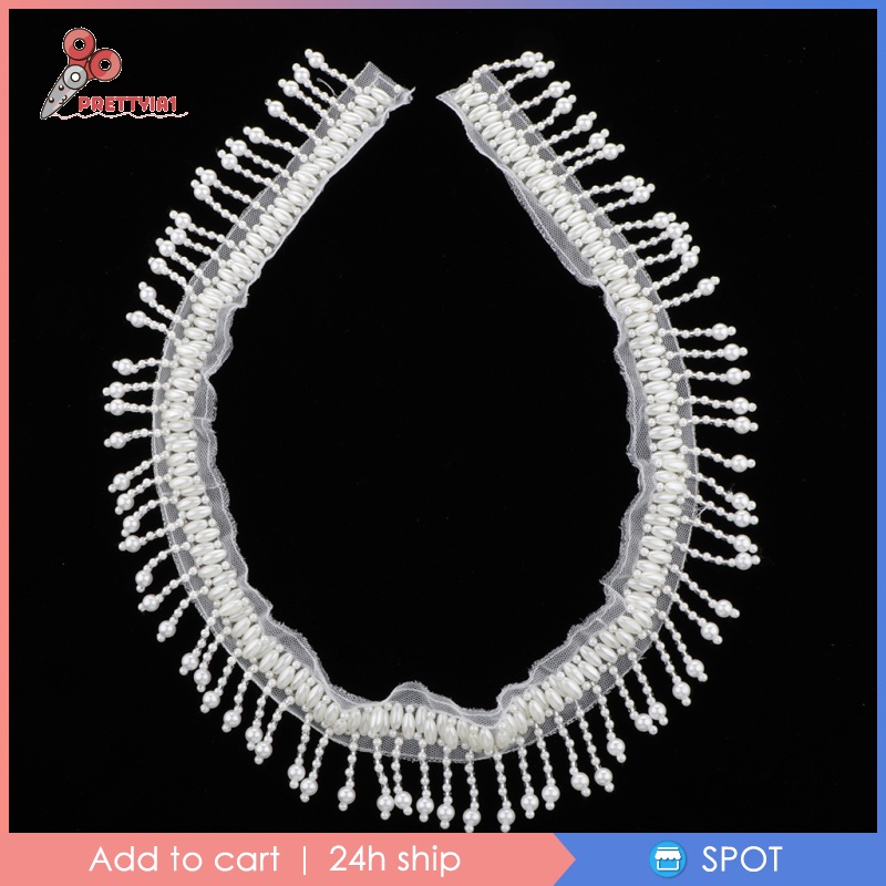 Cuộn Dây Ruy Băng Đính Ngọc Trai Tua Rua Dài 1 Yard Dùng Trang Trí Váy