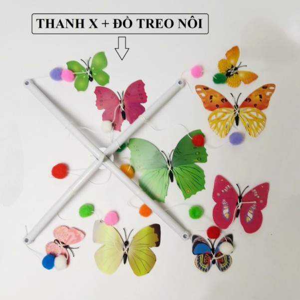 Đồ chơi treo nôi bướm 3D kích thích thị giác trẻ 1 - 6 tháng tuổi, kích thước chuẩn Montesori
