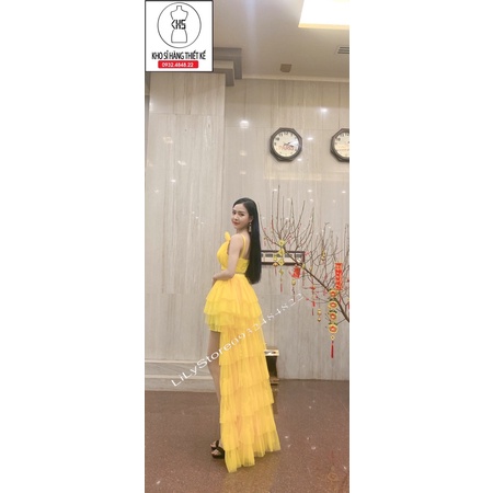 ĐẦM TẦNG ĐUÔI TÔM KÈM DÂY RUY BĂNG FULL SIZE S/M/L/XL ( ảnh và video khách nhà lily 1000%)