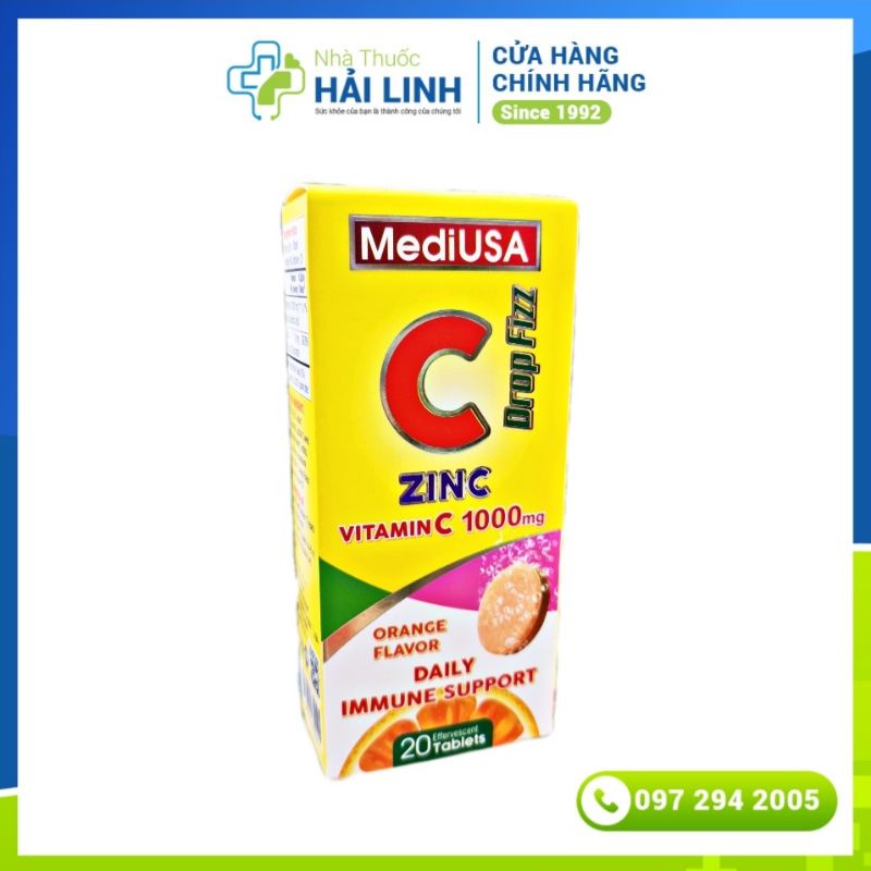 Viên uống bổ sung Vitamin C và kẽm Medius C ZinC Drop ⚡ Nhập khẩu Mỹ ⚡ Giúp tăng cường sức đề kháng, Phòng bệnh hô hấp