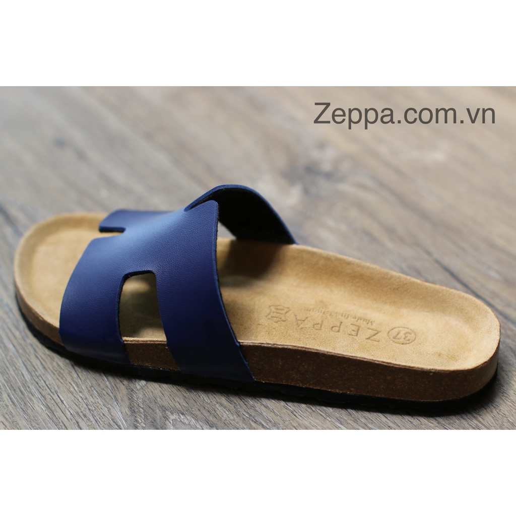 ZEPPA - Gian Hàng Chính Hãng - Dép đế trấu da PU nam &amp; nữ - Màu xanh navy- (Size: 35-42) PU07