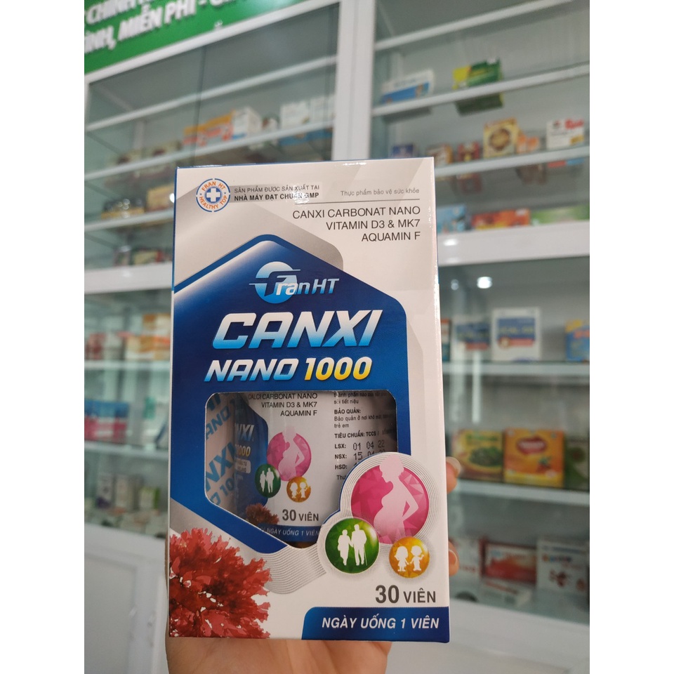 BỔ SUNG CANXI, VITAMIN D3 CHO CƠ THỂ - FRAN HT CANXI NANO 1000 - HỘP 30 VIÊN