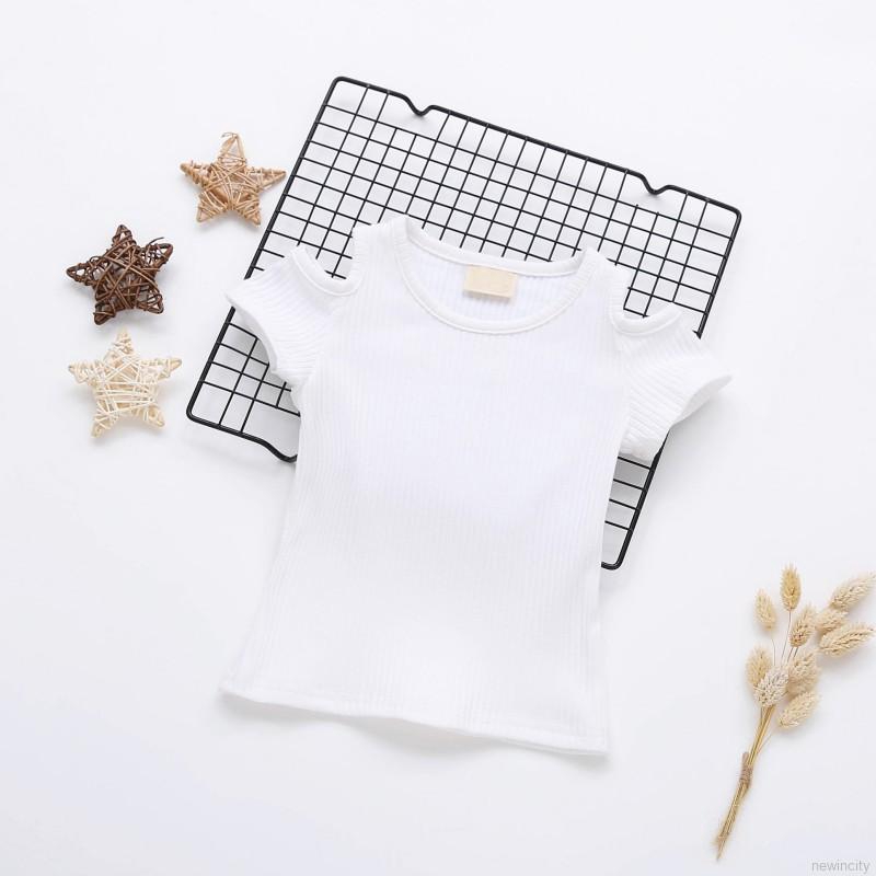 Áo thun tay ngắn hở vai xinh xắn cho bé gái