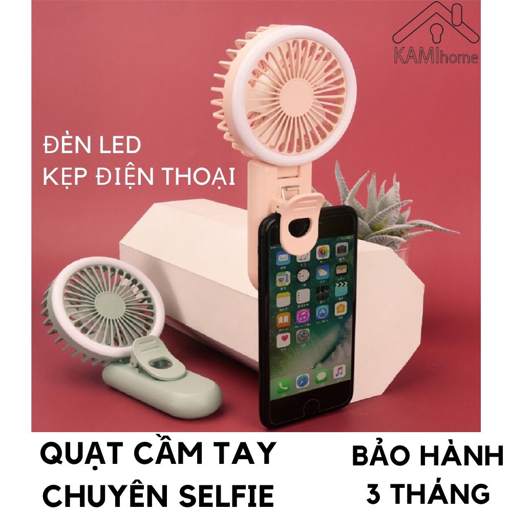 Quạt cầm tay mini ❤️Kẹp điện thoại và đèn Led❤️ Pin sạc tích điện 17004.17020 | BigBuy360 - bigbuy360.vn