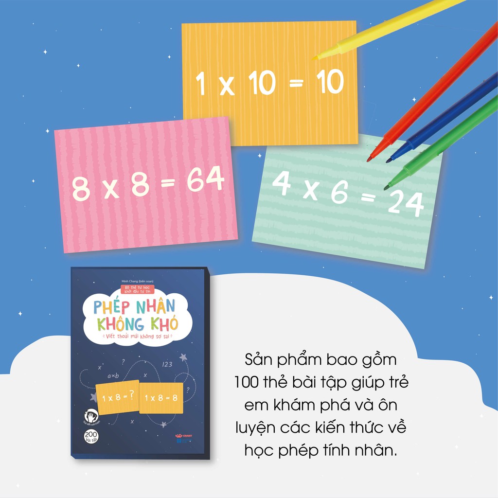 Flashcard - Bộ thẻ Phép Nhân Không Khó - Dành cho trẻ từ 3 tuổi - Crabit Kidbooks