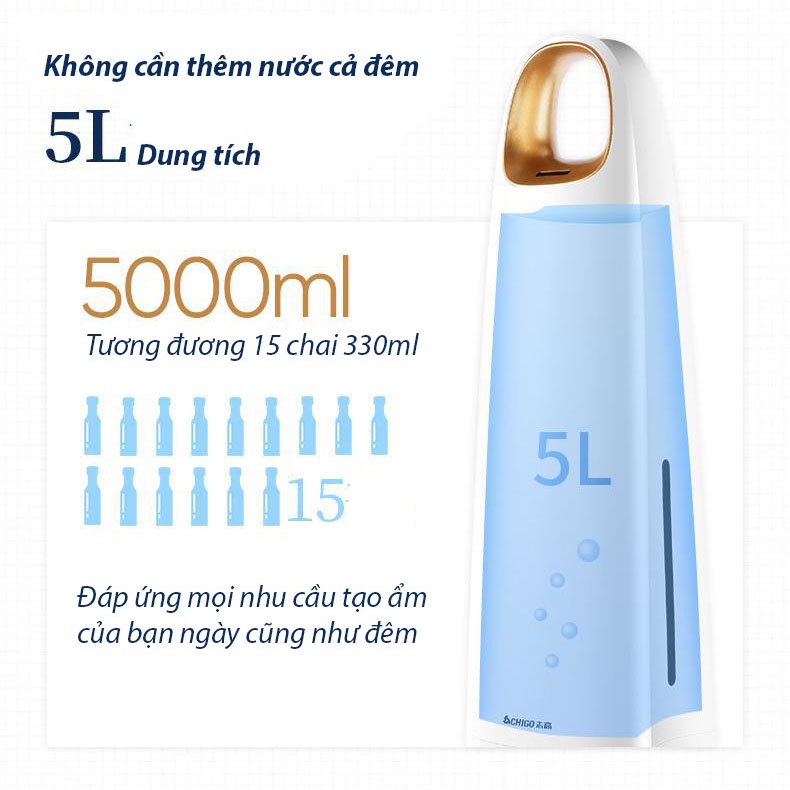 Máy Phun Sương Tạo Ẩm CHIGO -Màn Hình LED Điều Khiển Từ Xa-Lọc Nano Loại Bỏ Vi Khuẩn