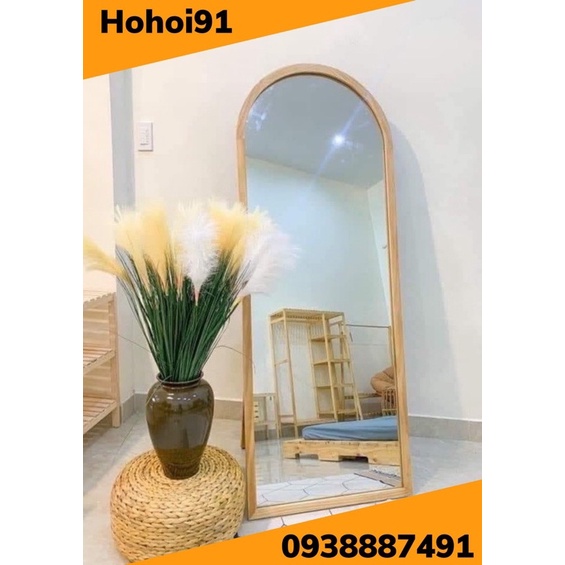 GƯƠNG GỖ THÔNG SOI TOÀN THÂN TẶNG KÈM GIÁ ĐỠ