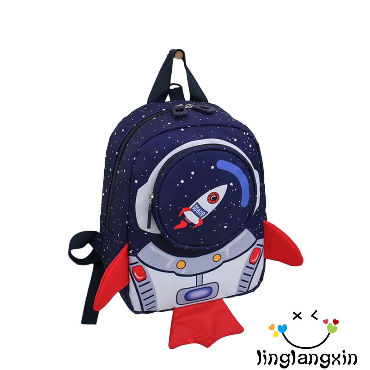 NFW♥Kids Backpack with Safety Leash, Lovely 3D Cartoon Rocket Lightweight School Bookbag