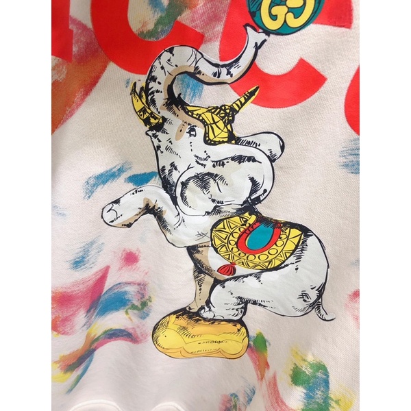 Áo hoodie không mũ dáng rộng cho nữ hoạ tiết hình chú voi thương hiệu Gucci GC cao cấp